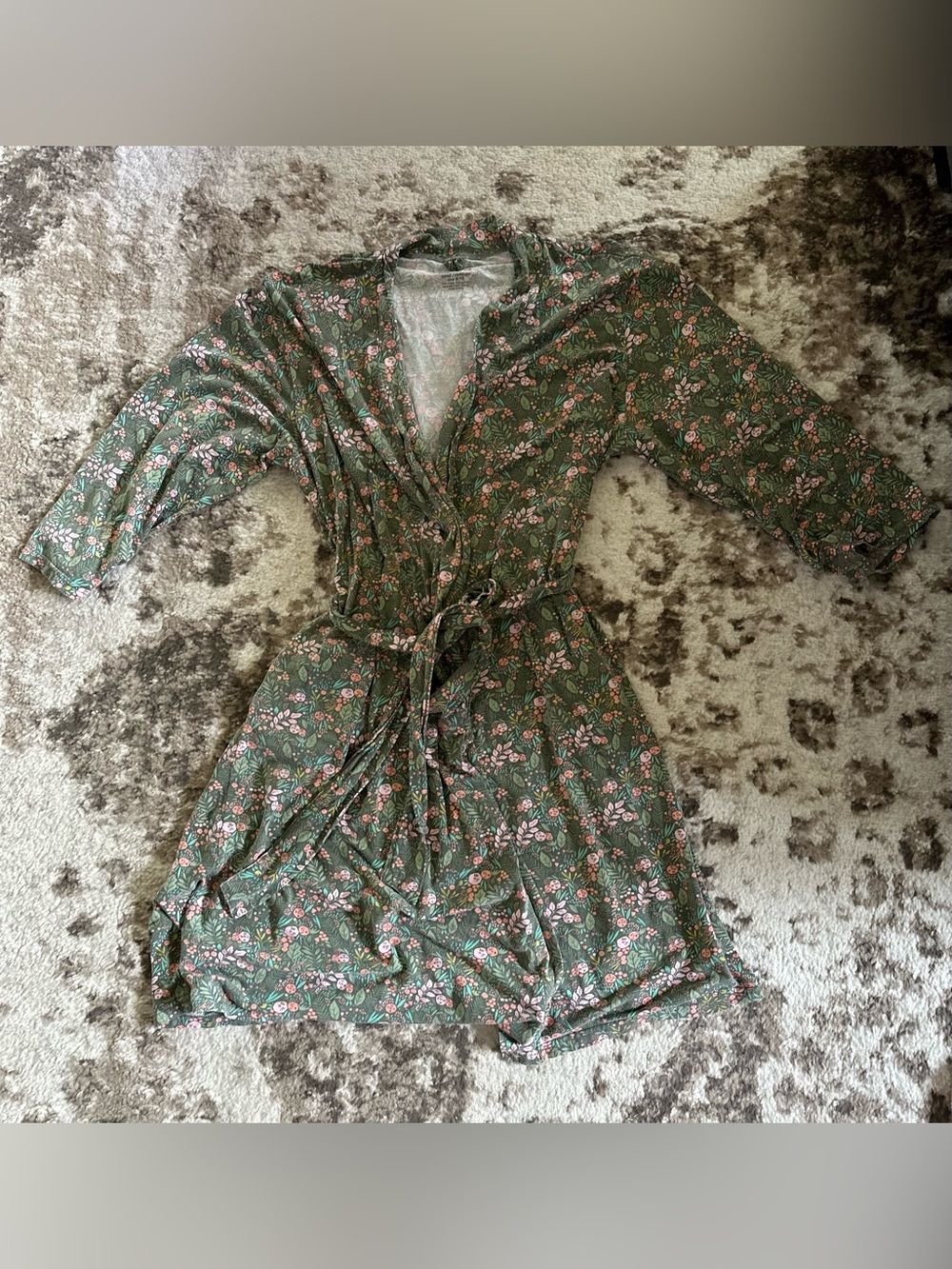 Magnetic Me Green Floral Maternity Robe